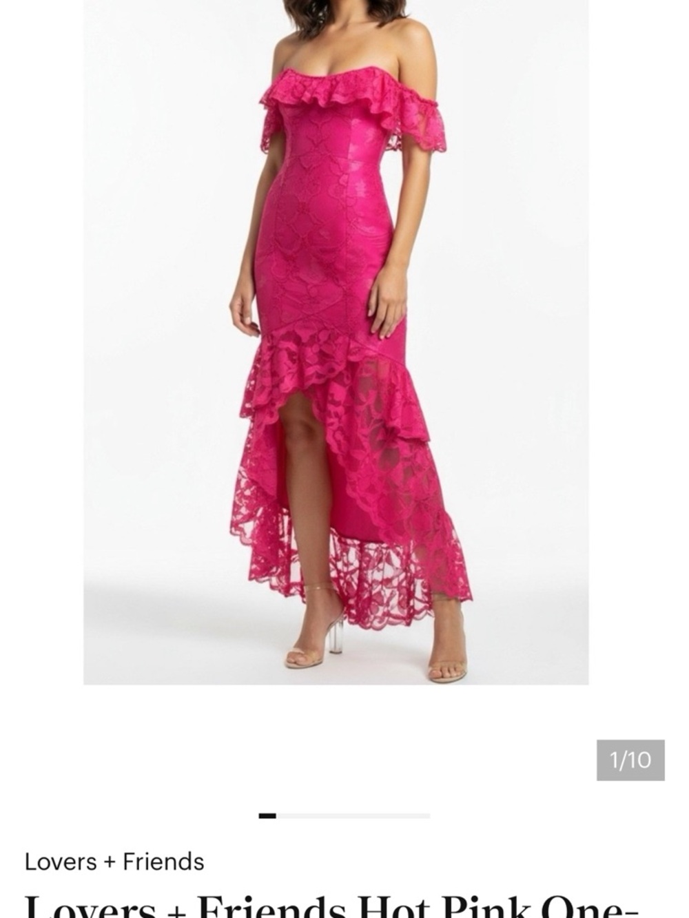 Lover’s and Friends Women's Red Lace Off-Shoulder Ruffle Dress
